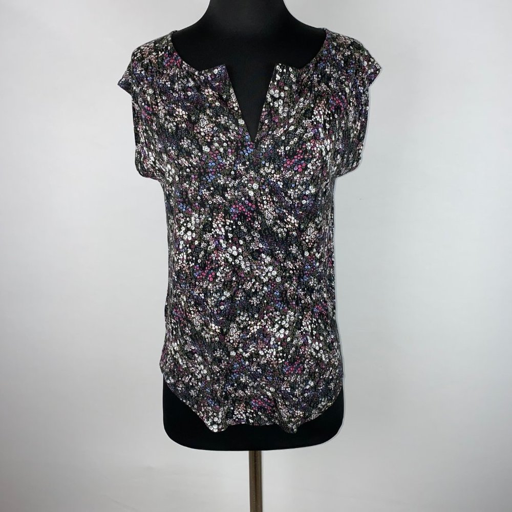 Loft Outlet S Floral Patterned Split Neck Top - image 2